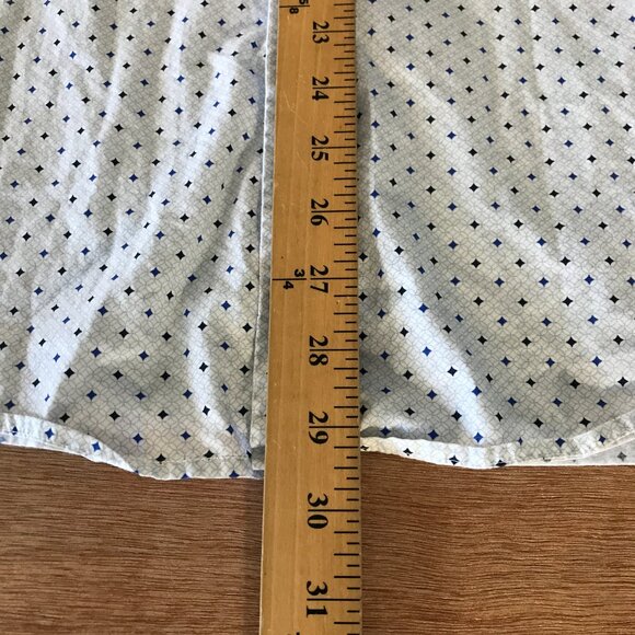 Tasso Elba Shirt Men L Blue Geometric Button Up Pocket Short Sleeve Collared - Picture 6 of 12